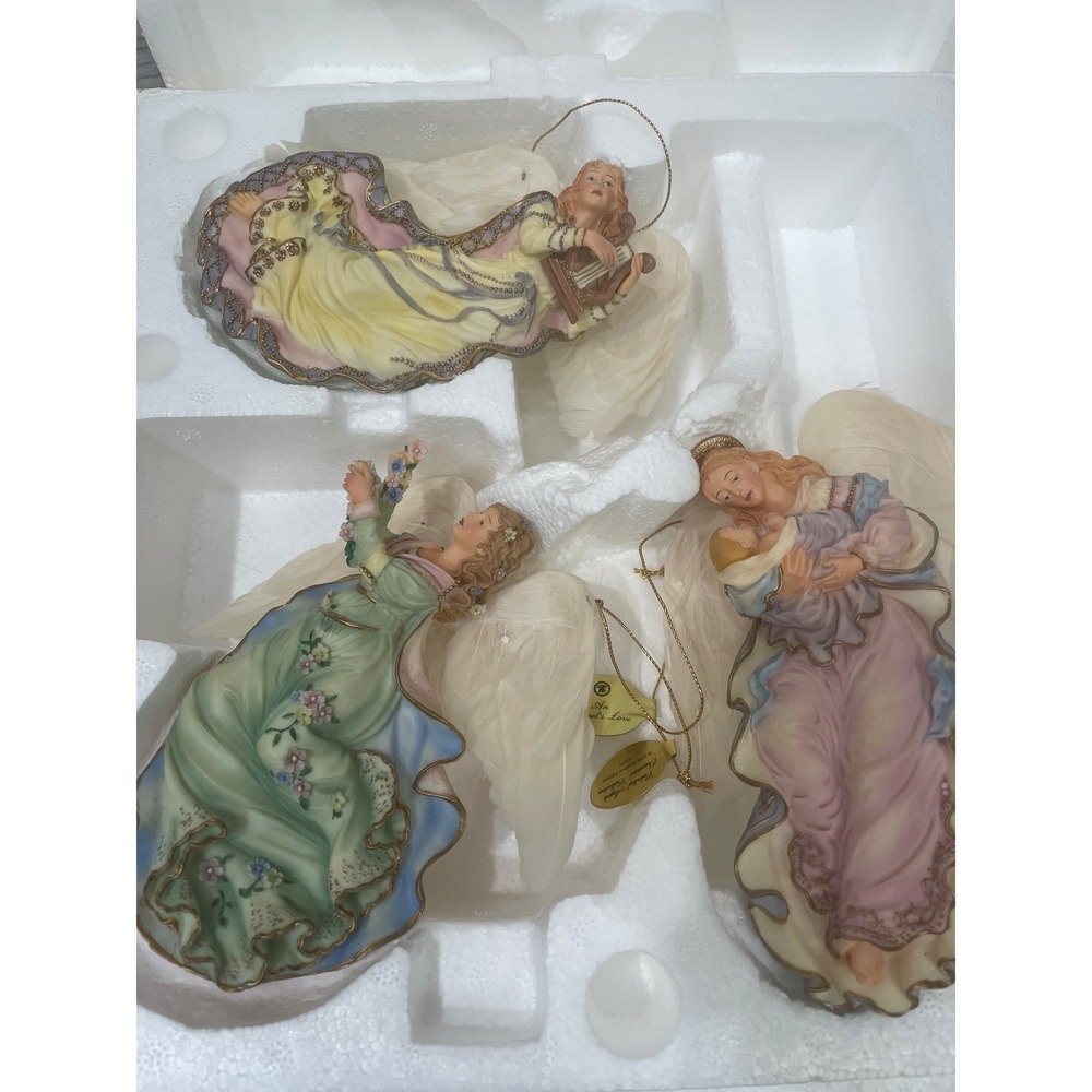 Bradford Editions Celestial Angels Ornament Set‎ of 3 Fourth Issue 68804 COA